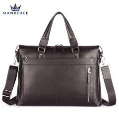 Manbers brand real leather business and leisure handbag official document of Baotou layer men's single shoulder large capacity package - Brown - View 1