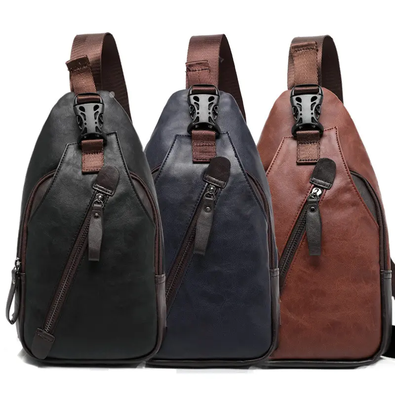 New Korean Men's Fashion Leather Chest Bag Shoulder Bag