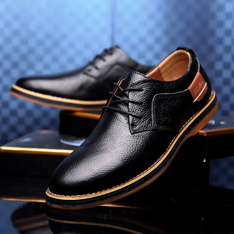 Men's Casual Leather Shoes Top Layer Daily Trend British