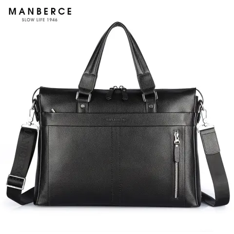 Manbers Brand Real Leather Business and Leisure Handbag Official