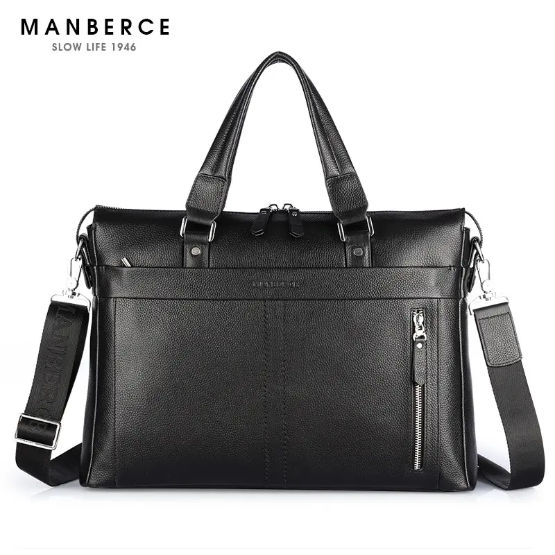 Manbers Brand Real Leather Business and Leisure Handbag Official