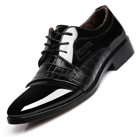 Pattern Autumn Men's Pointed Business Dress Shoes Leather Single