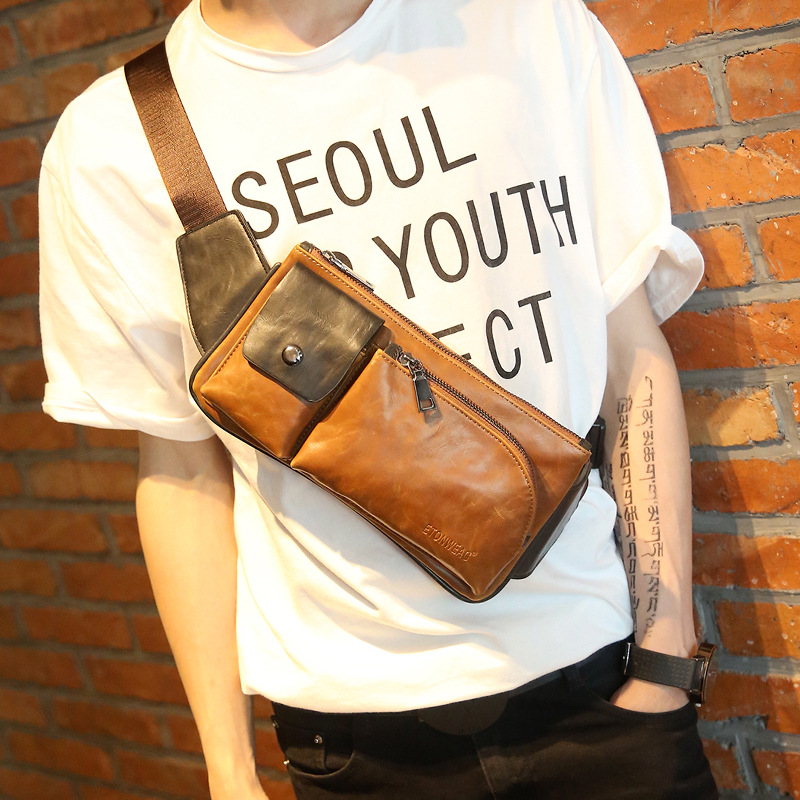 New Single Shoulder Bag Man Retro Chest Pack Satchel Bag Purse Bag Men Sports Leisure Korean Tide — foto 4