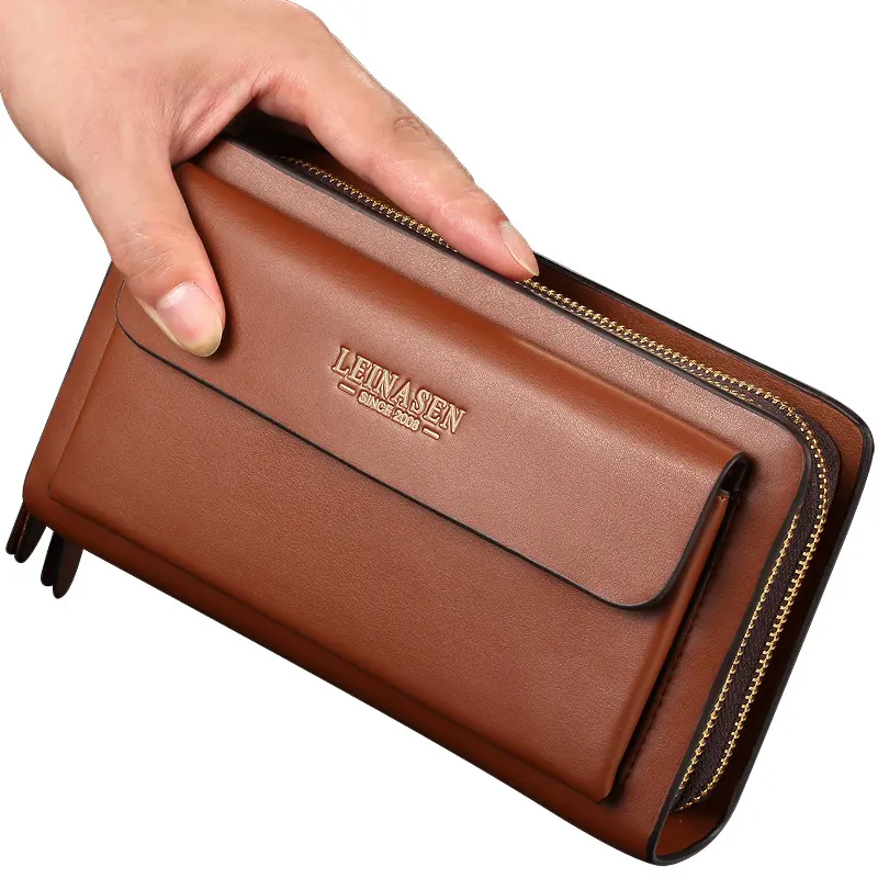 LEINSEN Mobile Phone Leather Handbag Bag Business Men Bag