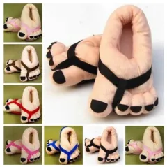 Winter men and women cute five-finger toe big feet cartoon thick all-inclusive with cotton slippers couple shoes - Brown - View 1