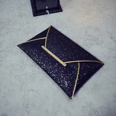 New Lady's Hand, New Lady Hand With Sequins Envelope Package - Black - View 1