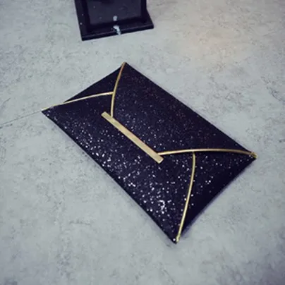 New Lady's Hand, New Lady Hand With Sequins Envelope Package Black - Shop at LoveMi