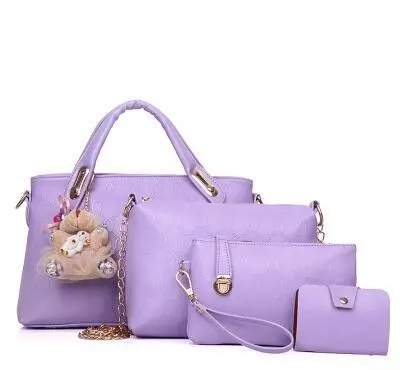 new Korean fashion handbags embossed four piece ladies bag shoulder diagonal handbag - Violet