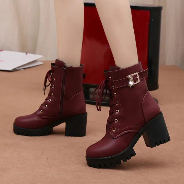 High heeled Martin boots Wine - Shop at LoveMi