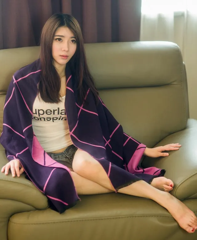 Autumn and Winter Shawl female Korean long thickened plaid scarf and double all match ladies scarf Purple - Shop at LoveMi