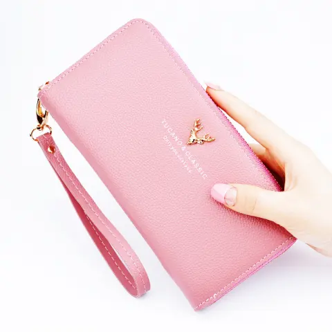 New Ladies Wallet Zipper Bag Handbag Large Embossed Spot