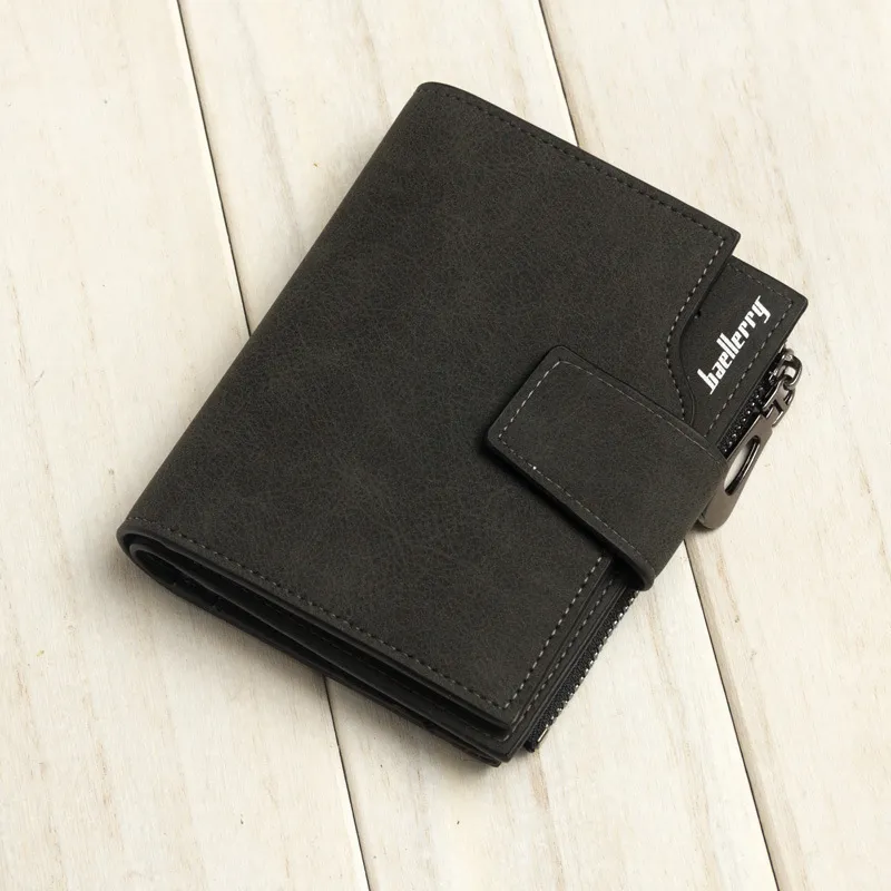 Manufacturers multifunctional Korean Ladies Purse vertical section nubuck leather zipper hasp multi card multicolor Wallet - Black