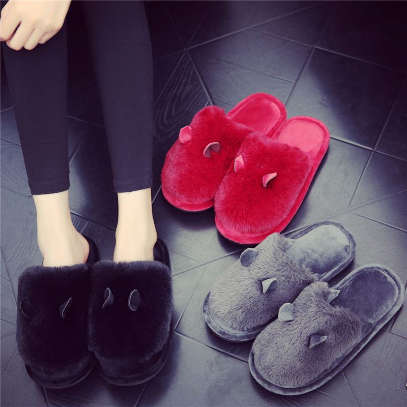 TZLDN and the autumn and winter indoor slippers Ms. couples in warm home Home Furnishing anti-skid slippers
