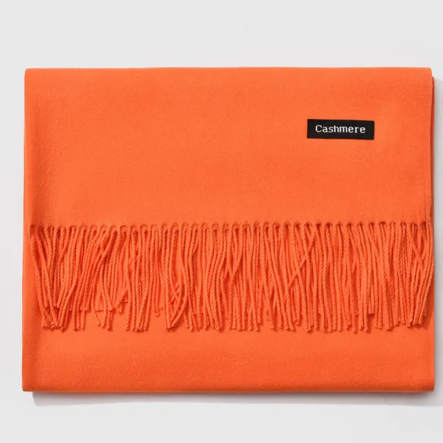 And Winter New Ladies Shawl Monochrome Cashmere Variety Warm Classic Scarf Scarf Scarf Orange - Shop at LoveMi
