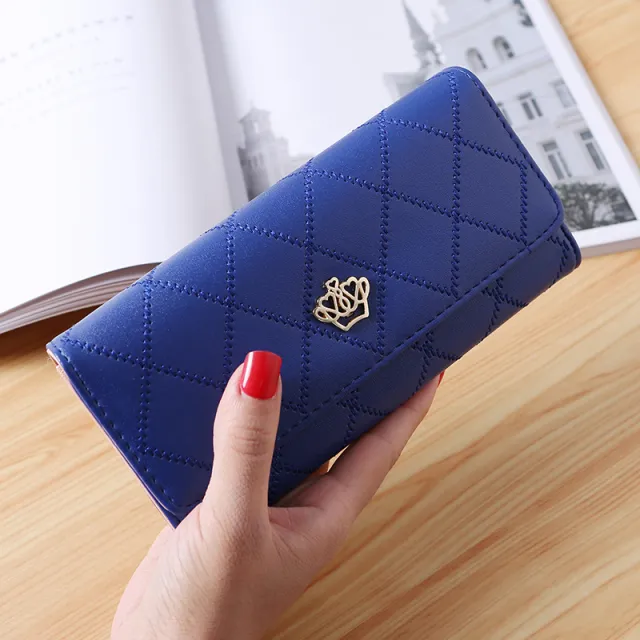 Crown wallet embroidered women's wallet Blue - Shop at LoveMi