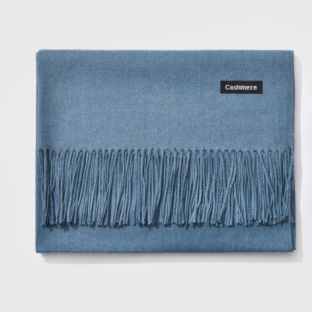 Autumn and winter fringed cashmere scarf Denim Blue - Shop at LoveMi