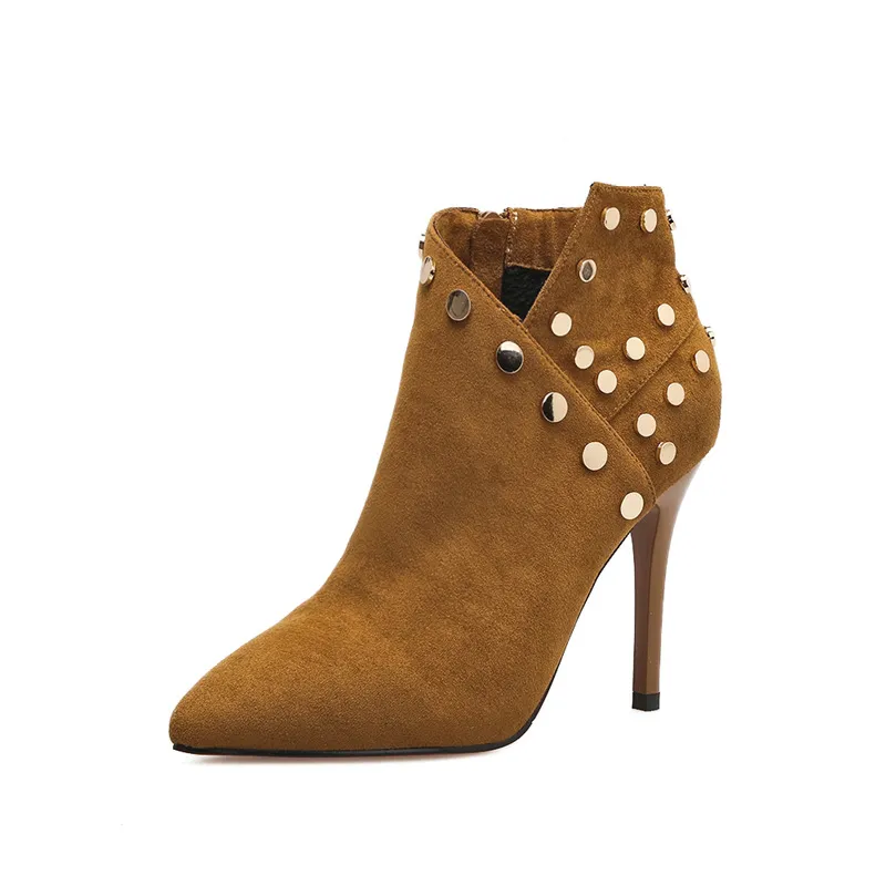 High heel pointed toe stiletto boots - Yellow