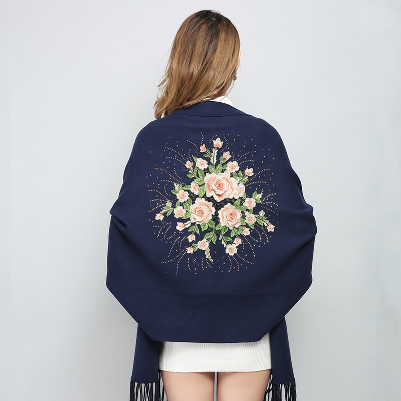 Female winter embroidered shawls with sleeves all-match