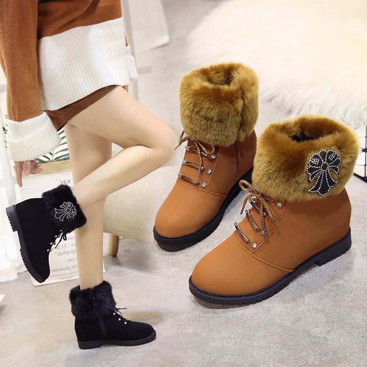 2021 new Martin winter boots female high-heeled shoes with thick cotton padded shoes and boots children cashmere lady fur boots