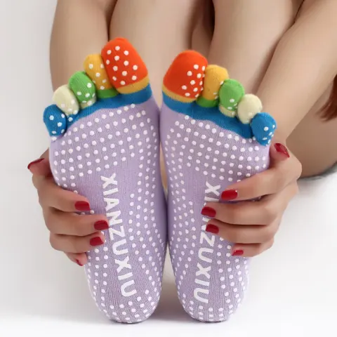 Slip Yoga Socks 5 Toes Letter Print Massage Exercise