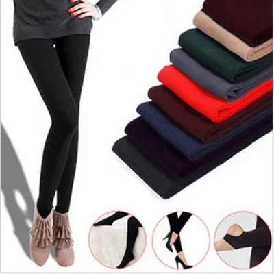 Autumn Korean single brushed Leggings nine all-match ladies tights back foot pantyhose - Red