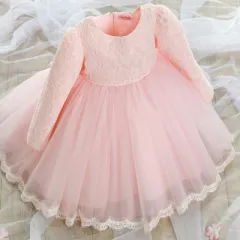 Lace princess dress girls summer dress - Pink - View 1
