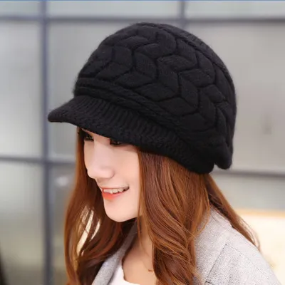 Women's autumn and winter knitted hat Black - Shop at LoveMi