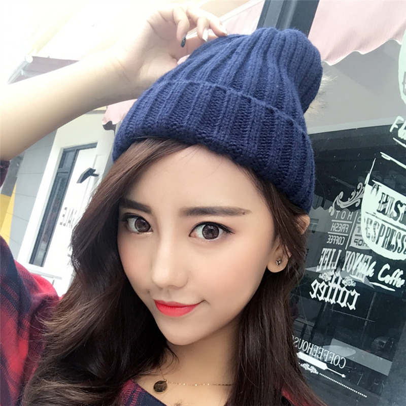 Cute fluffy wool knitted hat