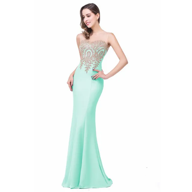 Hollow perspective bag hip fishtail skirt dress Mint Green - Shop at LoveMi