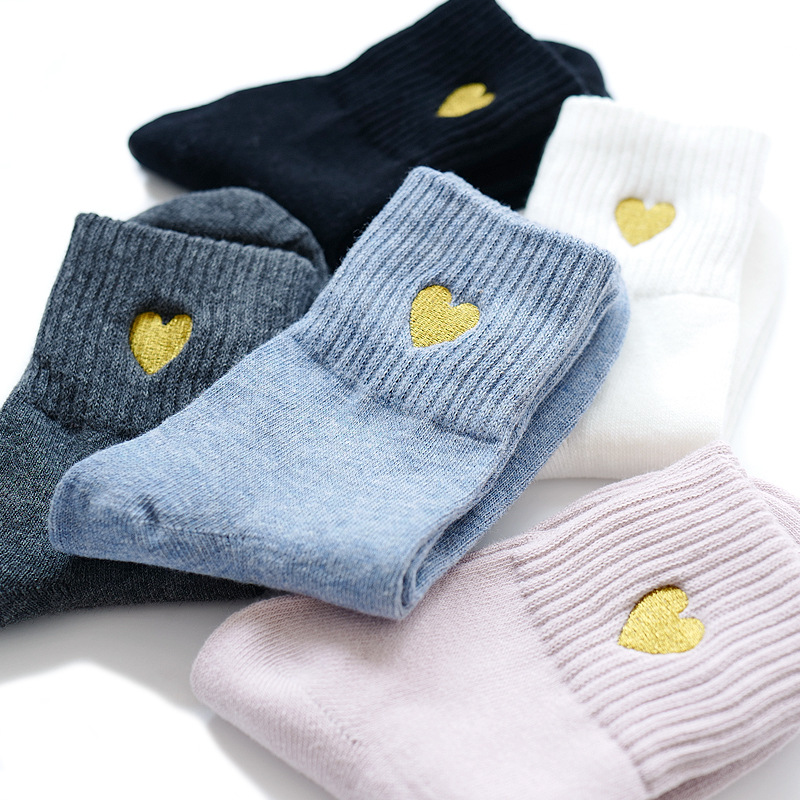 Winter Warn Thicken Socks With Embroidery Heats Shape
