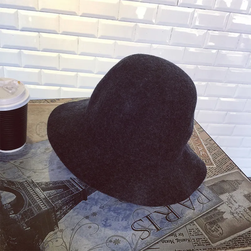 Thick pure wool top hat in autumn and winter - Dark Grey
