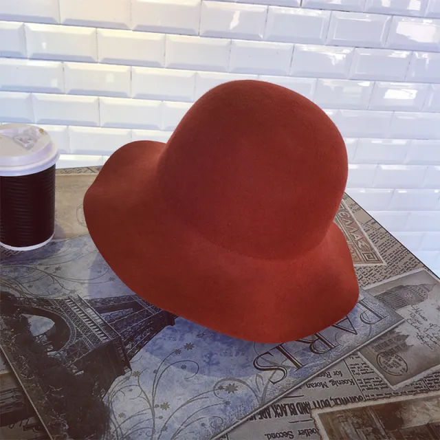 Thick pure wool top hat in autumn and winter Rust Red - Shop at LoveMi