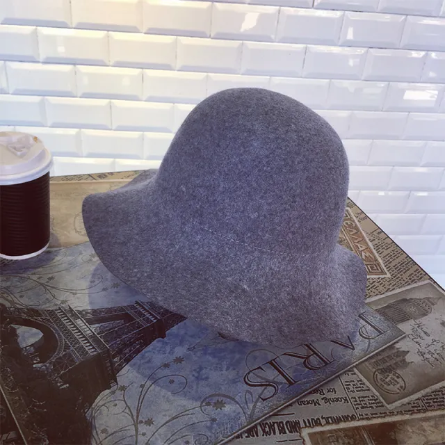 Thick pure wool top hat in autumn and winter Light Grey - Shop at LoveMi
