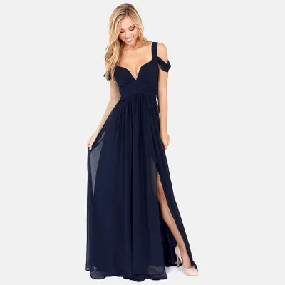Long Floor Length Elegant Greek Style Pleated Dress Blue - Shop at LoveMi