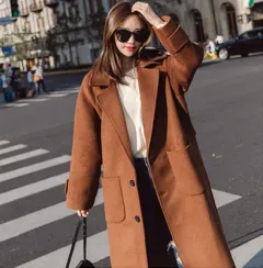 Woolen coat female long section new autumn and winter Korean version of Harajuku bf caramel short short woolen coat - Caramel No Cotton-Xl - View 1