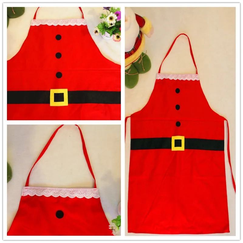 Red Merry Christmas Apron Christmas Apron For Women Girls Cake Kitchen Cook Apron For Mother's New Year Gift Unisex – image 4