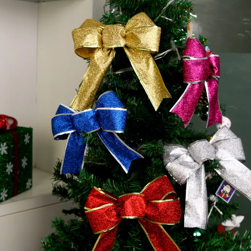 Manufacturers selling Christmas decoration ribbon decorated Christmas tree christmas bow strap crafts spot – image 4