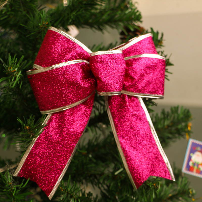 Woven ribbon with a bow of red