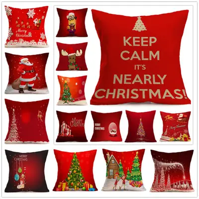 Christmas Festive Pattern Car Sofa Pillow Pillowcase