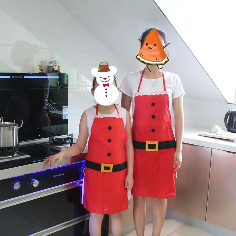 Red Merry Christmas Apron Christmas Apron For Women Girls Cake Kitchen Cook Apron For Mother's New Year Gift Unisex – image 3