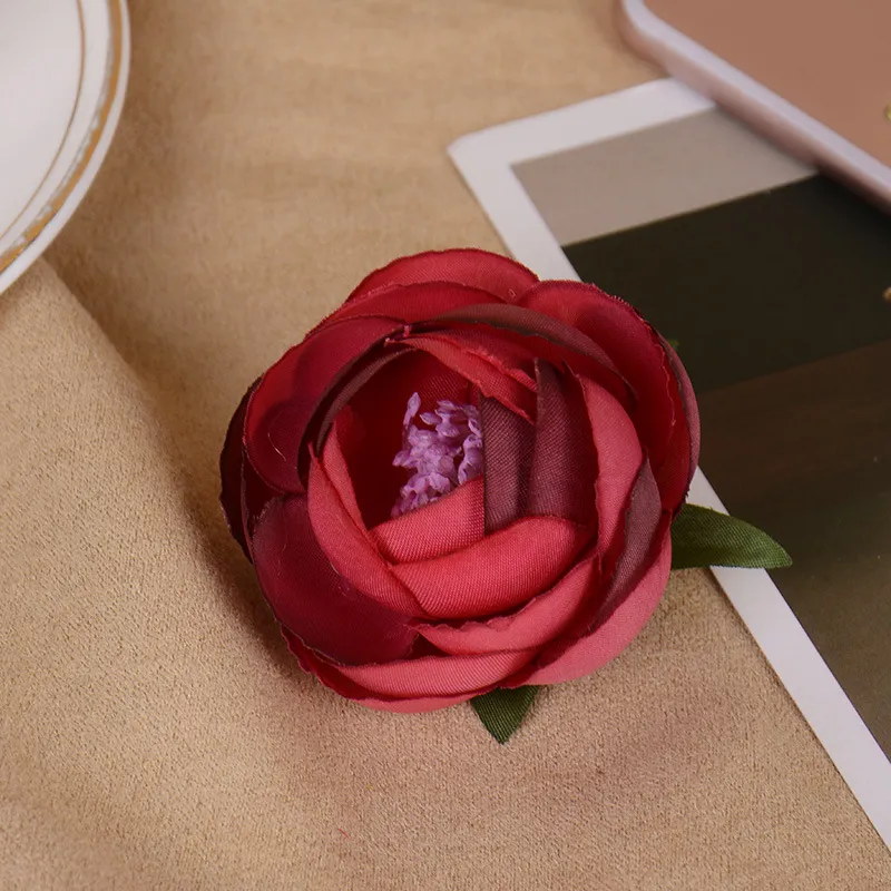 Artificial flower silk cloth flower head - Red