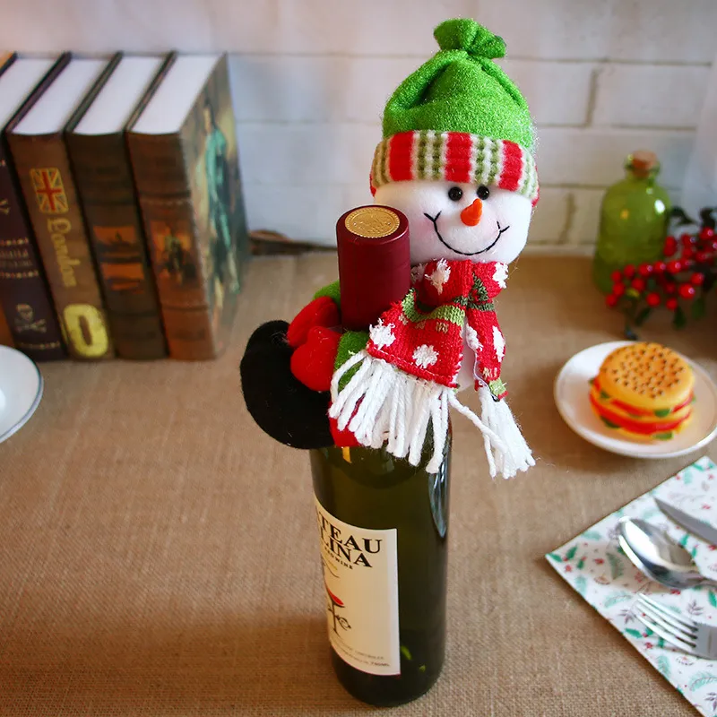 Christmas Decorations, Santa Claus, Red Wine, Red Wine, Champagne, Wine Bottle and Bar Dining Room Decoration - A Snowman