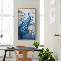 New 5d diamond painting full of peacock blue porch diamond painting - Shaped Drill - View 1