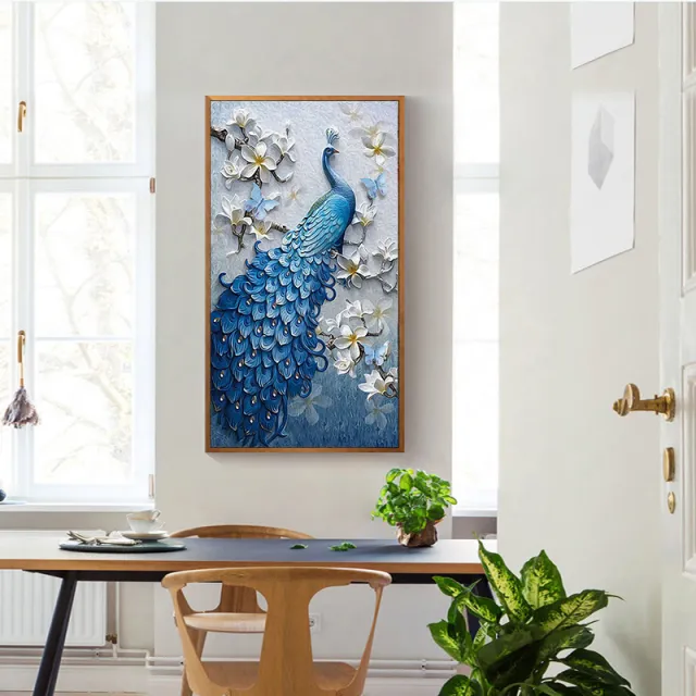 New 5d diamond painting full of peacock blue porch diamond painting Shaped Drill - Shop at LoveMi