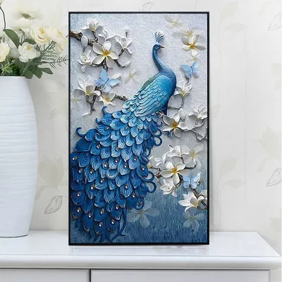 New 5d diamond painting full of peacock blue porch diamond painting Porch Vertical - Shop at LoveMi