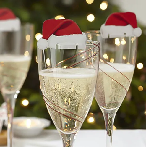 10PcsLot Paper Red Christmas Hat Wine Champagne Tipple Cup Card Christmas Party Table Decor DIY Decorations For Home – image 2