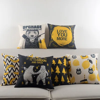 Cotton and hemp pillows with all kinds of cushions Printing Color - Shop at LoveMi