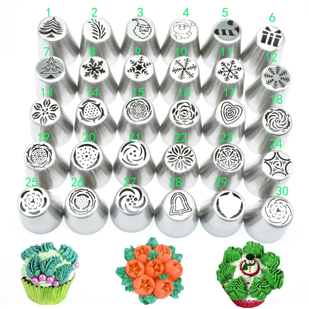 DIY Series Stainless Steel Christmas Decorating Mouth 30 Variety of Cakes Decoration Tools - 4 Style