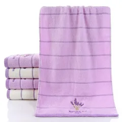 Pure Cotton 32 Strand Embroidered Face Washing Towel - Purple - View 1
