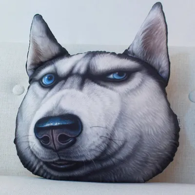 Husky personality creative 3D printing cartoon husky doge pillow cushion pillow Black - Shop at LoveMi